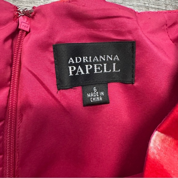 Adrianna Papell Red/Pink Watercolor Sleeveless Sheath Dress Pockets Womens Sz. 6 - Picture 8 of 9